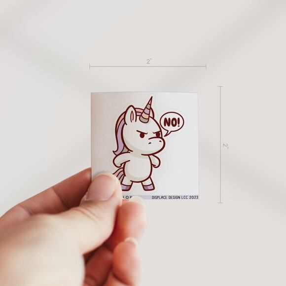 3pc - "NO!" Grumpy Unicorn Sticker Pack – Water Bottle, Tumbler, Laptop - Picture 3 of 8